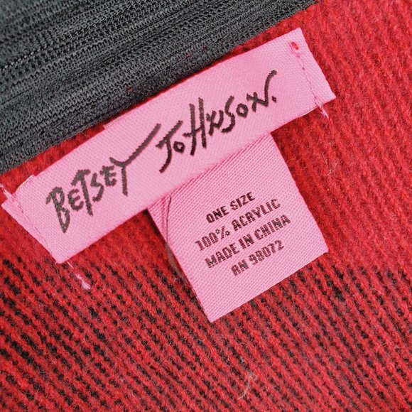 Betsey Johnson Buffalo Plaid Infinity Scarf Red Black - Picture 3 of 4